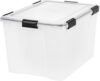 74 Qt Clear Plastic Storage Box With Sealed Lid And 6 Buckle Latches, Heavy Duty Stackable Tote Bin, 50 Lbs Load Capacity, Dustproof Moisture-Proof Container For Blankets Camping Gear Craft Supplies