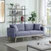 75" Durable Linen Fabric Futon Couch, Cloud Sofa with Charging Function, Loveseat with Storage Pockets for Modern Indoor Living Areas, Dark Gray