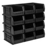 7.5" x 4" x 3" (12 Pack) Plastic Stackable Storage Bin, Black
