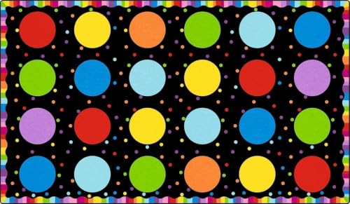 7 6 x13 Colorful Polka Dots Circles Classroom Rug for Kids Room Seating Décor -Thick Nylon Large Preschool Carpet for Teaching, Playroom, Non-Slip &No Triping,20X Stain Resistance