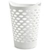 77.5L Extra Large Round Slim Plastic Laundry Hamper, White