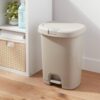 7.7 Gallon Step‑On Trash Can with Locking Lid, Gray Glossy Rectangular Plastic Garbage Bin, Hands‑Free Indoor Waste Container Fits 8‑Gallon Trash Bags