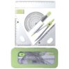 7Pcs Math Geometry Tool Drawing Supplies Include Geometry Tool, Set Square, Eraser, Math Protractor, Refills Set