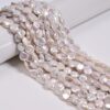 8-9mm Natural White Fresh Water Pearl Coin Shape Beads for Jewelry Making