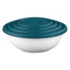 8-piece lidded bowl set, plastic nesting bowls, suitable for food preparation, serving, and storage, includes 4 sizes and matching lids (1.5–5.5 quarts), BPA-free, lids are teal