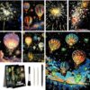 8-Sheet Rainbow Landscape Art Set, Glow in the Dark Scratch Art for Adults