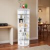 8-Tier Rotating Shoe Rack Tower, 360° Spinning Shoe Organizer for 32 Pairs, Freestanding Revolving Storage Rack, White Spinning Organizer, Display Storage Rack, for Corners, Closets