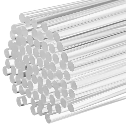 80 PCS Acrylic Dowel Rods, 12 x 0.25 Inches Clear Acrylic Round Dowels for DIY Crafts, Cake Toppers, Plant Stakes, Curtain Pulls, Retaining Rods, Model Stands and Handwork Supplies