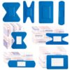 80 Pcs Blue Metal Detectable Food Safe Fabric Bandages 4 Assorted Shapes