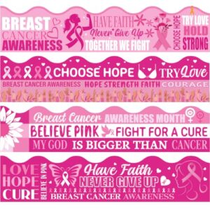 80 Pcs Breast Cancer Awareness Bulletin Board Borders Pink Ribbon Design