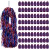 80PCS Cheerleading Pom Poms Metallic Foil Plastic Pom Poms for Football Basketball Sports Squads Dancing Party Stage Performance Celebration (Red Blue)