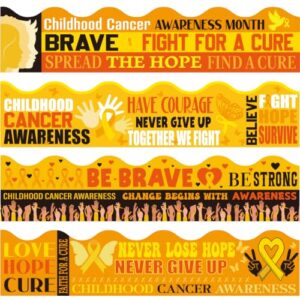80 Pcs Childhood Cancer Awareness Bulletin Board Borders Gold Ribbon Design