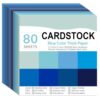 80 Sheets Cardstock Paper 12 x 12 Inch Colored Thick Papers (Blue Series)