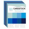 80 Sheets Cardstock Paper 8.5 x 11 Inch Colored Thick Papers (Blue Series)