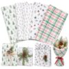 80 Sheets Christmas Tissue Paper, Red Green Gift Wrapping Paper, 4 Designs