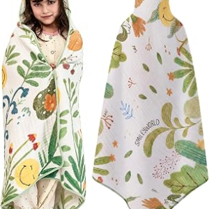 Hooded Kids Bath Towel, 45″ x 45″ Large Size Beach Towels for Swim Pool