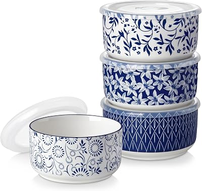 vancasso Ceramic Serving Bowls with Lids Set of 4