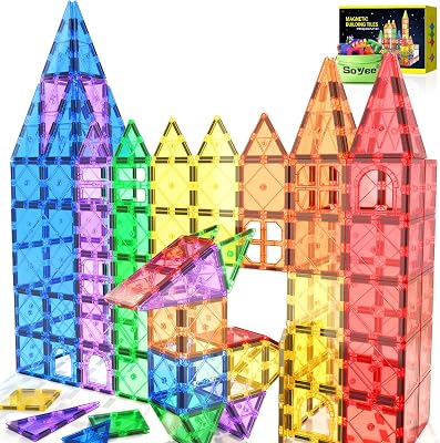 Soyee 102PCS Magnetic Tiles Magnetic Building Blocks Toys for 3+ Year Old Boys Girls