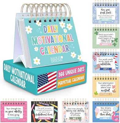 Hadley Designs Daily Motivational Quotes for Desk - Inspirational Desk Calendar 2026, Motivational Desks Calendars 2026, Perpetual Calendar, Daily Affirmations for Women, Back to School Teacher Gifts