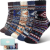Womens Socks Wool Warm Vintage 5 Pair Thick Cotton Fuzzy Socks