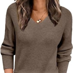DANCINGYARNS V Neck Wool Sweater