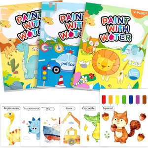 YPLUS Paint with Water Coloring Books for Toddlers 1-3, 3 Themes | Mess Free Water Color Paint Set for Kids, Magic Book with Brush, Travel Toys Art Craft Gift Ages 3-5 4-6 6-8