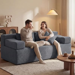 MONVANE 70″ Boneless Loveseat Sofa with 4 Throw Pillows