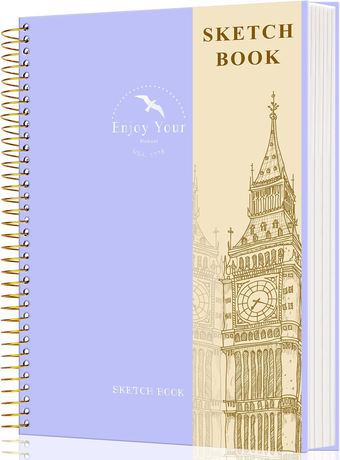 FLYING EAGLE Hardcover Sketchbook for Drawing 8.5 x 11 Spiral Sketch Book for Adults Women Kids with 100gsm 68lb 120 Sheets Premium Paper Sketch Pad for Drawing Books Notebook Art Supplies, Purple