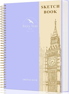 FLYING EAGLE Hardcover Sketchbook for Drawing 8.5 x 11 Spiral Sketch Book for Adults Women Kids with 100gsm 68lb 120 Sheets Premium Paper Sketch Pad for Drawing Books Notebook Art Supplies, Purple