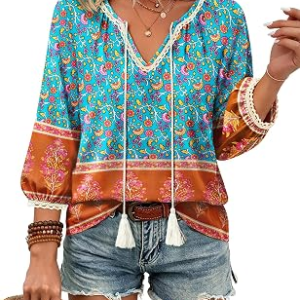 BOHOWE Womens Cotton Boho Tops
