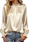 FUNLINGO Womens Silk Satin Long Sleeve Tops