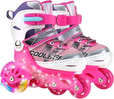 Adjustable Roller Skates for Girls and Women, All 8 Wheels of Girl's Skates Shine, Safe and Fun Illuminating for Kids