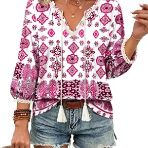 BOHOWE Womens Cotton Boho Tops