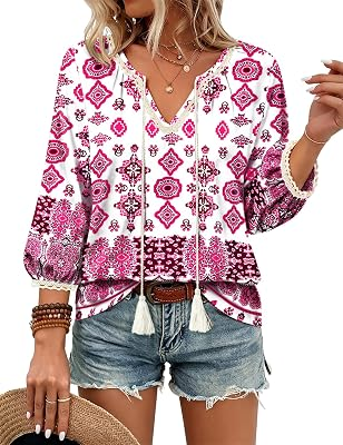 BOHOWE Womens Cotton Boho Tops