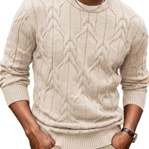 GRACYOGA Mens Cable Knit Sweater Pullover