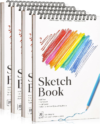 4 Pack Small Sketch Books for Kids, 5.5 × 8.5 in Spiral Bound, 100gsm Paper