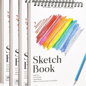4 Pack Small Sketch Books for Kids, 5.5 × 8.5 in Spiral Bound, 100gsm Paper