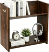 Desktop Bookshelf, 2 Tier Desk Shelf Organizer, Wood Office Tabletop Bookcase, Small Tabletop Book Rack, Portable Mini Bookcase for Book Display, Office, Home, Bedroom, Storage and Display