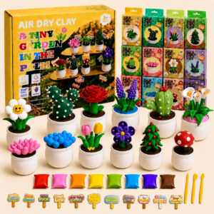 Air Dry Clay Kit for Kids, 12 Plants Modeling Magic Clay Sculpting Tools