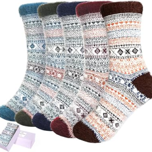 SISOSOCK 5 Pairs Fluffy Cozy Socks