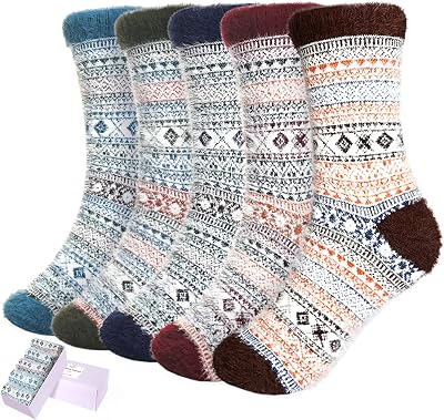 SISOSOCK 5 Pairs Fluffy Cozy Socks