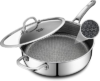SNOWCLAD Frying Pans Nonstick with Lid,Hybrid Non Stick 5 Quart Saute pan,PFOA Free Cookware,Stainless Steel skillet,12 inch Deep Saute Pan,Dishwasher&Oven Safe,Works on All Cooktops