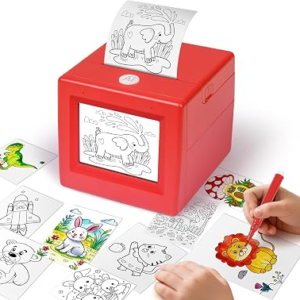 Smart AI Voice Sticker Maker Machine for Kids, Red | Thermal Sticker Printer Box with Display,