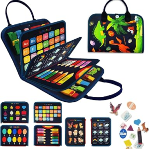 LearnToy Busy Board – Dinosaur Montessori Toys for 3 4 5 Year Old – Sensory Toys for Autistic Children – Toddler Travel Toys – Busy Book for Toddlers Activities as Boys Girls Gift | Sensory Toys for Autistic Children – Toddler Travel Toys – Busy Book for Toddlers Activities as Boys Girls Gift