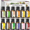 Essential Oils Set, 12 Scents, 10 ML Bottles, Lavender, Lemon, Rose, Jasmine, Vanilla, Sandalwood and More, for Humidifiers, Diffusers, Aromatherapy
