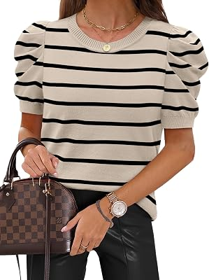 SAMPEEL Womens Short Sleeve Sweaters