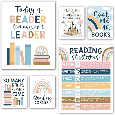 Reading Posters for Classroom Elementary and Library Decor - Reading Corner