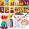 BenLouis 12 Fall Mini Coloring Books Kids with 12 Stacking Crayons Thanksgiving Theme Party Favors Small Activity Books Bulk for Kids Autumn Pumpkin Harvest Party Gift Goodie Bag Stuffers