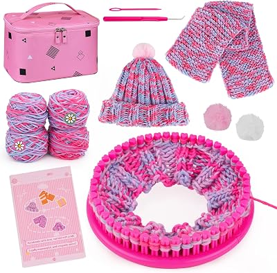 PREBOX Knitting Loom Kit for Kids and Beginners, Hat and Scarf, Rose