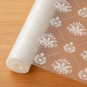 Cooyes Shelf and Drawer Liners for Kitchen Cabinets, Non-Adhesive Cabinet Liners, EVA Waterproof Durable Shelf Paper for Refrigerator, Shelves, Cupboard with European Pattern, Easy to Cut
